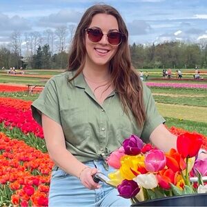 Green Front Tie Blouse